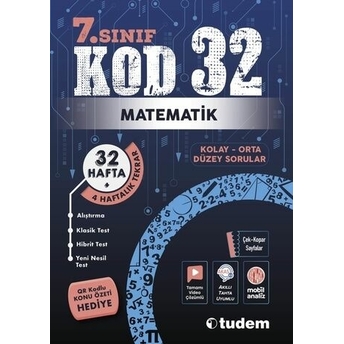 Tudem Yayınları 7. Sınıf Matematik Kod 32 Tekrar Testleri Komisyon