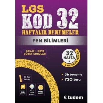 Tudem Yayınları 8. Sınıf Fen Bilimleri Kod 32 Haftalık Denemeleri Komisyon