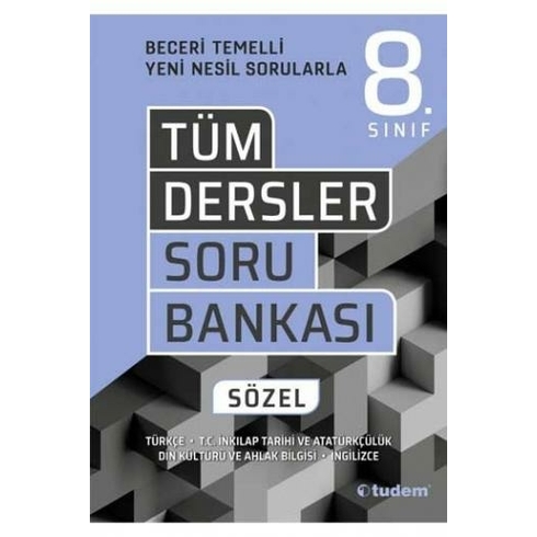 Tudem Yayınları 8 Sinif Sözel  Yeni Beceri Temelli Tüm Dersler Soru Bankası