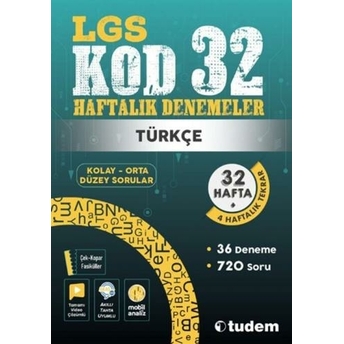 Tudem Yayınları 8. Sınıf Türkçe Kod 32 Haftalık Denemeleri Komisyon