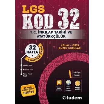 Tudem Yayınları Lgs Tc Inkılap Tarihi Ve Atatürkçülük Kod 32 Tekrar Testleri Komisyon