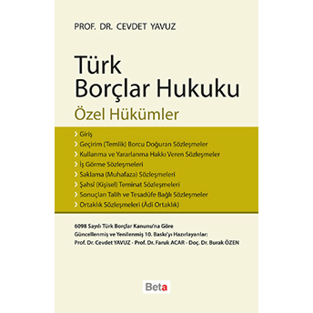 Türk Borçlar Hukuku (Özel Hükümler) / Cevdet Yavuz Cevdet Yavuz