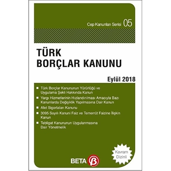 Türk Borçlar Kanunu (Eylül 2018) Cep Boy Celal Ülgen