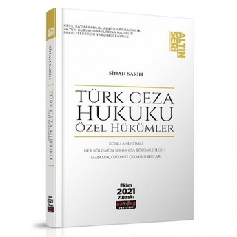 Türk Ceza Hukuku Özel Hükümler Altın Seri Sinan Sakin