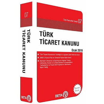 Türk Ticaret Kanunu Ocak 2019 Cep Boy Celal Ülgen