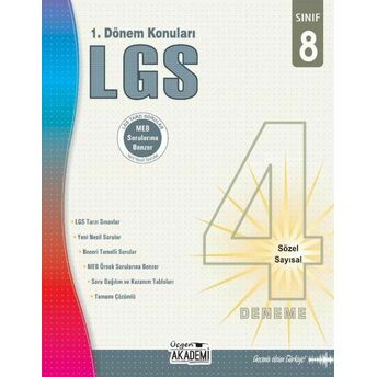 Üçgen Akademi 8.Sınıf Lgs 1. Dönem Konuları - 4'Lü Deneme Sınavı Kolektif