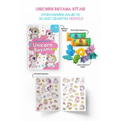 Unicorn Boyama Kitabı - Oyun Hamurlu - 3 Yaş Bilge Yorulmaz