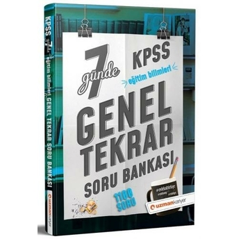 Uzman Kariyer Yayınları 2020 Kpss Eğitim Bilimleri 7 Günde Genel Tekrar Soru Bankası Tek Kitap Komisyon