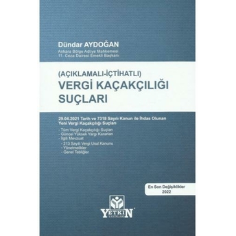 Vergi Kaçakçılığı Suçları Dündar Aydoğan