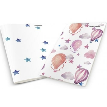 Watercolor Balloons And Stars Weekly Planner & Notebook