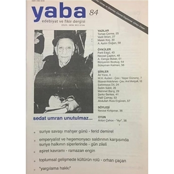 Yaba Edebiyat Dergisi Sayı: 84