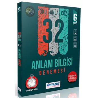 Yanıt Yayınları 6. Sınıf Anlam Bilgisi Oku Anla Çöz 32 Deneme Video Çözümlü Komisyon