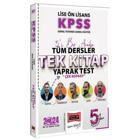 Yargı 2024 Kpss Lise Ön Lisans Gk-Gy 5Yüz Ekibi Tüm Dersler Çek Kopart Yaprak Test