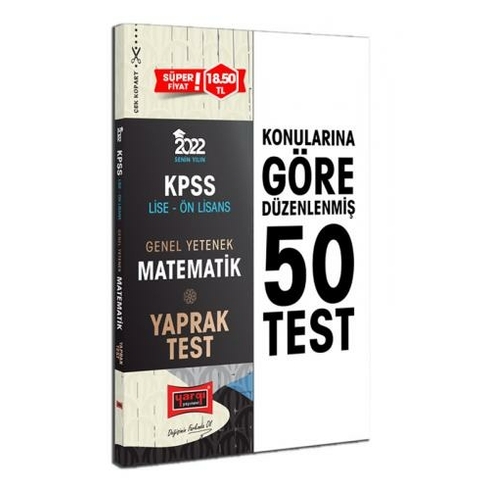 Yargı Yayınevi Kpss 2022 Lise Ön Lisans Genel Yetenek Matematik Yaprak Test