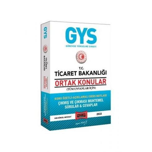 Yargı Yayınevi Yargı Yayınları Ticaret Bakanlığı Gys Ortak Konular (Tüm Unvanlar Için) Konu Özetli Açıklamalı Ders Notları - Çıkmış Ve Çıkması Muhtemel Soru Ve Cevapları