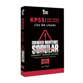 Yargı Yayınları 2022 Kpss Genel Yetenek Genel Kültür Lise Ön Lisans Çıkması Muhtemel Sorular Sürekli Tekrar Kitabı Komisyon