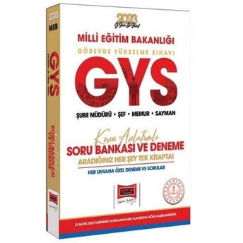 Yargı Yayınları 2023 Milli Eğitim Bakanlığı Gys Tüm Unvanları Için Şube Müdürü - Şef - Memur - Sayman Konu Anlatımlı Soru Bankası Ve Deneme Komisyon