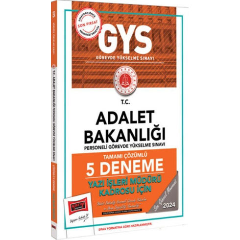 Yargı Yayınları 2024 Gys Adalet Bakanlığı Yazı Işleri Müdürü Kadrosu Için Tamamı Çözümlü 5 Deneme Komisyon