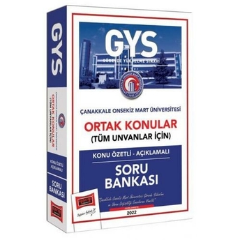 Yargı Yayınları Çanakkale Üniversitesi Gys Konu Özetli Açıklamalı Soru Bankası Komisyon