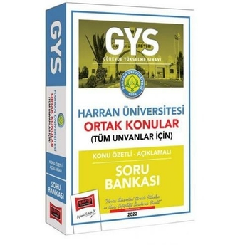 Yargı Yayınları Harran Üniversitesi Gys Konu Özetli Açıklamalı Soru Bankası Komisyon