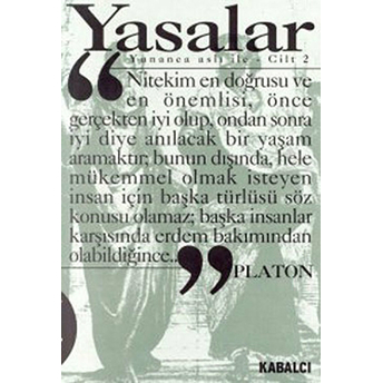 Yasalar Cilt:2 (Yunanca Aslı Ile) Platon (Eflatun)