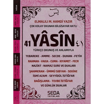 Yasin Arapça Türkçe Okunuş Ve Anlamıyla (Pembe Kapak-Fihristli-Çanta Boy-Kod:188) - Elmalılı Muhammed Hamdi Yazır