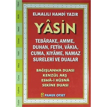 Yasin Türkçe Okunuşlu - Fihristli - Orta Boy (Kod:213) Elmalılı Muhammed Hamdi Yazır