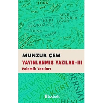 Yayınlanmış Yazılar -3 - Munzur Çem 9786057010339