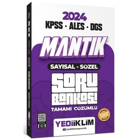 Yediiklim 2024 Kpss-Ales-Dgs Sayısal Sözel Mantık Tamamı Çözümlü Soru Bankası