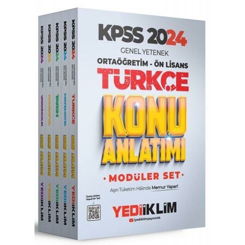 Yediiklim 2024 Kpss Ortaöğretim-Önlisans Genel Yetenek Genel Kültür Konu Anlatımlı Modüler Set