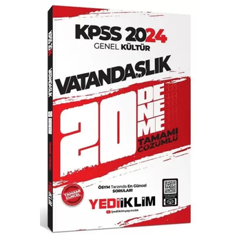 Yediiklim Yayınları 2024 Kpss Genel Kültür Vatandaşlık Tamamı Çözümlü 20 Deneme Komisyon