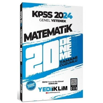 Yediiklim Yayınları 2024 Kpss Genel Yetenek Matematik Tamamı Çözümlü 20 Deneme Komisyon