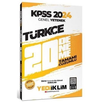 Yediiklim Yayınları 2024 Kpss Genel Yetenek Türkçe Tamamı Çözümlü 20 Deneme Komisyon