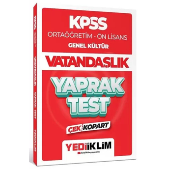 Yediiklim Yayınları 2024 Kpss Ortaöğretim - Ön Lisans Genel Kültür Vatandaşlık Çek Kopart Yaprak Test Komisyon