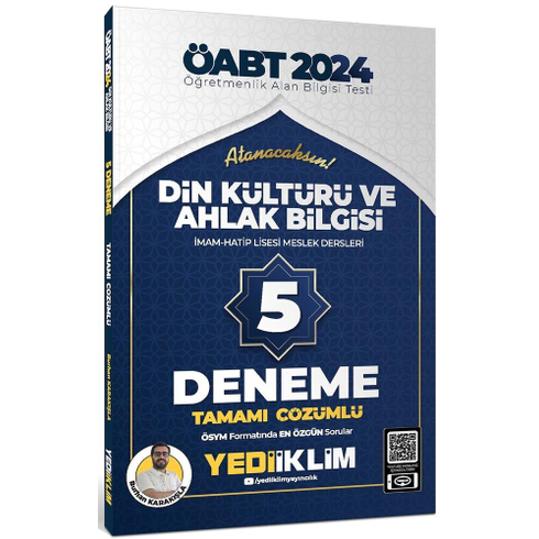 Yediiklim Yayınları 2024 Öabt Din Kültürü Ve Ahlah Bilgisi Imam Hatip Lisesi Meslek Dersleri Tamamı Çözümlü 5 Deneme Burhan Karakışla