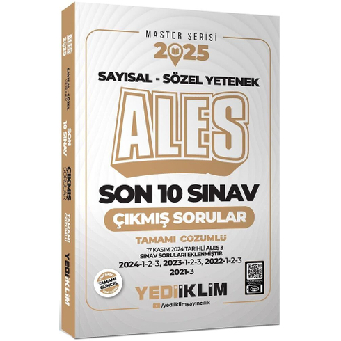 Yediiklim Yayınları 2025 Ales Master Serisi Sayısal Sözel Yetenek Tamamı Çözümlü Son 10 Sınav Çıkmış Sorular Komisyon