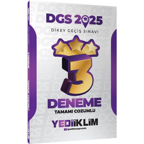 Yediiklim Yayınları 2025 Dgs Tamamı Çözümlü 3 Deneme Komisyon