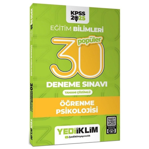 Yediiklim Yayınları 2025 Kpss Eğitim Bilimleri 30 Popüler Öğrenme Psikolojisi Tamamı Çözümlü Deneme Sınavı Komisyon