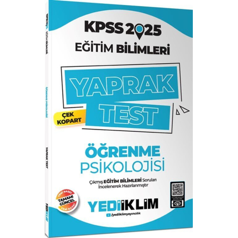 Yediiklim Yayınları 2025 Kpss Eğitim Bilimleri Öğrenme Psikolojisi Çek Kopart Yaprak Test Komisyon