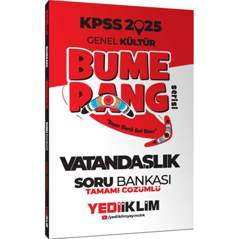 Yediiklim Yayınları 2025 Kpss Genel Kültür Bumerang Vatandaşlık Tamamı Çözümlü Soru Bankası Komisyon