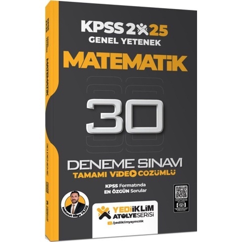 Yediiklim Yayınları 2025 Kpss Genel Yetenek Atölye Serisi Matematik Tamamı Video Çözümlü 30 Deneme Sınavı Mehmet Bilge Yıldız