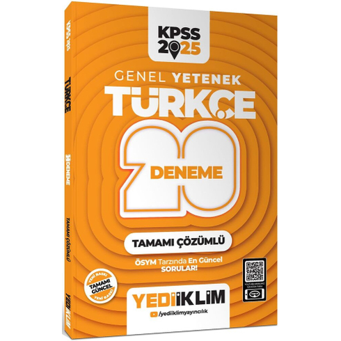 Yediiklim Yayınları 2025 Kpss Genel Yetenek Türkçe Tamamı Çözümlü 20 Deneme Komisyon