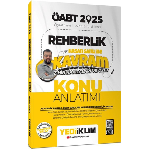 Yediiklim Yayınları 2025 Öabt Rehberlik Hasan Sanlı Ile Kavram Zihin Haritaları Ve Özet Konu Anlatımı Hasan Sanlı