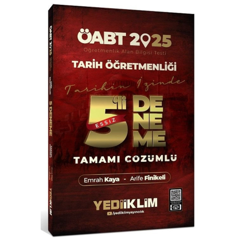 Yediiklim Yayınları 2025 Öabt Tarih Öğretmenliği Tamamı Çözümlü Eşsiz 5 Deneme Emrah Kaya