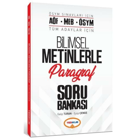 Yediiklim Yayınları Aöf-Meb-Ösym Tüm Adaylar Için Bilimsel Metinlerle Paragraf Soru Bankası