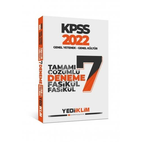 Yediiklim Yayınları Kpss 2022 Genel Yetenek - Genel Kültür Tamamı Çözümlü 7 Fasikül Deneme