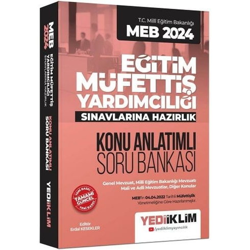 Yediiklim Yayınları Meb 2024 Eğitim Müfettiş Yardımcılığı Sınavlarına Hazırlık Konu Anlatımlı Soru Bankası Erdal Kesekler