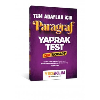 Yediiklim Yayınları Tüm Adaylar Için Paragraf Çek Kopart Yaprak Test Komisyon