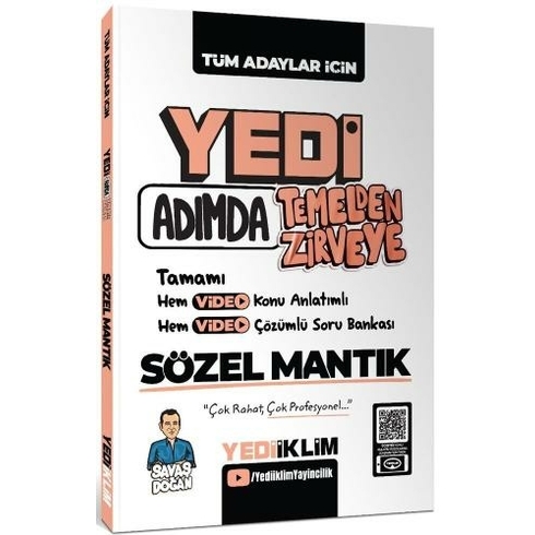 Yediiklim Yayınları Yedi Adımda Temelden Zirveye Sözel Mantık Video Konu Anlatımlı Video Çözümlü Soru Bankası Savaş Doğan