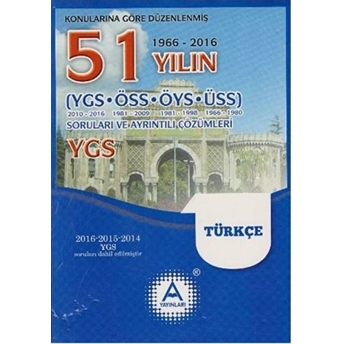 Ygs Türkçe 51 Yılın Soruları Ve Ayrıntılı Çözümleri (1966-2016) Kolektif